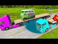 Big & Small Long Mack Truck with Logs vs Trains Thomas - Cars vs Deep Water - BeamNG.Drive