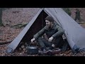 Bushcraft trip  - hot tent wild camping, homemade axe and knife, wildlife