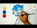Dibuja y Pinta a Sonic 🟦🔵💙Dibujos Para Niños 👦👧