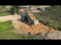 Amazing Making 100% Successful Working Road Construction Building In Village By Dozer Dump Truck
