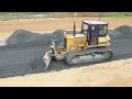 Wonderful Processing Komatsu Dozer Spreading Gravel Installing Roads Special Activities Dozer Skills