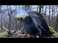 24 hours camping in the winter snow to build a survival shelter#camping