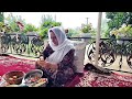 Iranian mountain village life Routine | 100-year-old grandmother in a village | rainy day in village