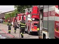 INCENDIO CAPANNONE ARRIVO MEZZI VIGILI DEL FUOCO INSIRENA PER INCENDIO DITTA METALMECCANICA(Saronno)