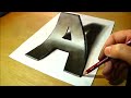 How to Draw 3D Letter A - Drawing Letter A with Pencil