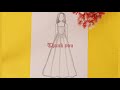 How to draw a girl with beautiful frock for beginners | Drawing Tutorial | كيفية رسم فتاة