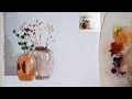 Watercolor Still-life painting | Glass Bottles | How to paint Glass Bottle | Flowers in Glass Bottle