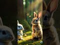 Baby cute Rabbits playing in forest#Short