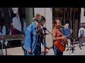 Street performance by The Brown-Eyed Sisters in Dublin covering Blank Space for a dancing crowd