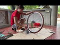 Genius girl repairs and recycles old bicycles