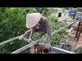 Welding iron frames for fibro cement roofing