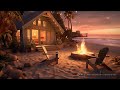 Campfire by the Beach: Relaxing Ocean Waves Ambience for Sleeping