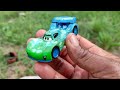 Cleaning the muddy Disney minicars & car convoy! Playing in the garden