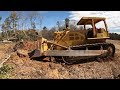 Old Cat D8H Dozer Ripping Out Stumps