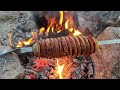 Heating а Tent with a Log Torch