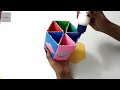 How to Make Pen Stand || Origami Pen Holder || Paper Pencil Holder||Hexagonal Pen Holder