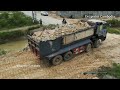Incredible Project Building Road By SHANTUI DH17c2 Dozer Pushing Soil & 10Wheels Truck Dumping Soil