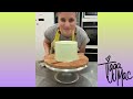 SLICING, STACKING and COVERING a cake in buttercream. CAKE DECORATING TUTORIAL