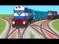 8 TRAINS BACK TO BACK CROSSING ON CURVED RAILROAD TRACKS CROSSING | IndianRailway Train Simulator