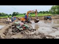 John Deere 5045D tractor stuck in mud Rescued by new holland tractor and TATA Hitachi | tractor |