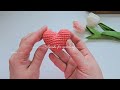 How to crochet a cute amigurumi heart ❤️♡💛 crochet heart keychain bag charm