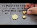Melting a 10 cent Euro Coin. Money Transformed into Nuggets (Tokens).