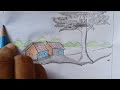 how to draw simple and beautifull scenery pencile sceching
