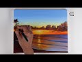 Sunset Beach Painting | Canvas Painting | Acrylic Painting For Beginners