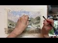 산과 강이 보이는 풍경 수채화/Landscape Watercolor