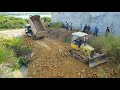 Best Technique Landfill Process by bulldozer D31A KOMATSU, 5Ton dump truck, Mix VDO