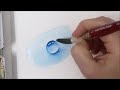 Real Time EASIEST realistic water drop tutorial » how to paint a watercolor rain drop for beginners