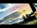 WATERCOLOR painting SKY and Clouds Step by Step/ Simple Landscape