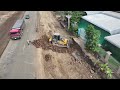 Wow Amazing Work DumpTruck SHACMAN Transport Stone Filling To Contruction Road And Dozer Push