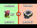 Every Level Archer VS Every Level Archer Tower | Clash of Clans