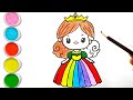 Cute Princess Doll Drawing || How To Draw A Doll, painting and coloring for kids and toddlers