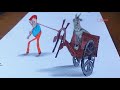 3D ART DESENHANDO BURRO E CARROÇA EM 3D | PERSPECTIVE TRICK