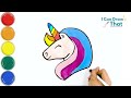 Unicorn Easy Drawing, Coloring, and Painting Tutorial for Kids and Toddlers