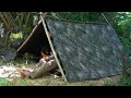 3 DAYS solo survival CAMPING; Catch and Cook, Primitive Fishing. Bushcraft Tarp Shelter