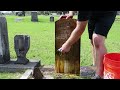 ASMR Headstone cleaning (Scrubbing and Rinsing)