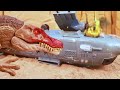 Indominus Rex and T-Rex Vs Spinosarus 🦖 Battle of giant dinosaurs with an army of evil soldiers