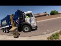 Following my new blue garbage truck I get my neighborhood