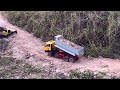 Complication of overload heavy trucks bulldozers pushing mountain road building rc car