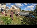 Cutting the grass, time lapse, strimming with my German Shepherd and the kids around.