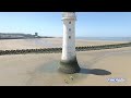 Wirral drone footage, New Brighton lighthouse and river Mersey.