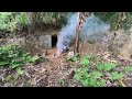 Winter camping in the dust rain - Eat larvae - Wake up -bushcraft - Emergency Survival Shelter