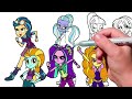 EQUESTRIA GIRLS Coloring Pages / How to color My Little Pony / Easy Drawing Tutorial Art / MLP