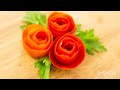 How To Make A Tomato Rose Flower||Fruits And Vegetables Garnish|#DIY Salad Decoration Ideas||