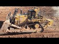 Dangerous! Cat D11 Bulldozer Pushing Boulders on Challenging Terrain