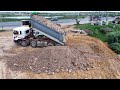 EP03 | Incredible! Landfill up Process Fill the soil Use Dozer SHANTUI DH17C3 With 24T,5T Dump Truck