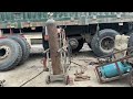 Auto repair: How to replace and restore 40-ton truck springs by a mechanic
